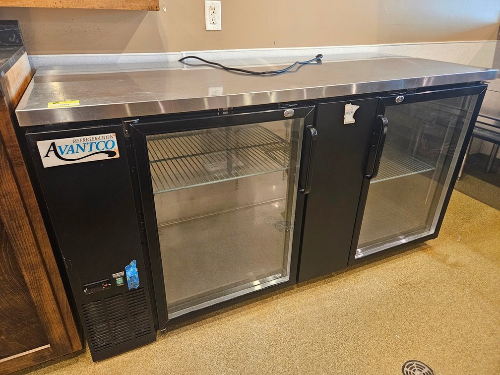 Avantco Glass 2 Door Back Bar Cooler, 69"x28"x36.5"