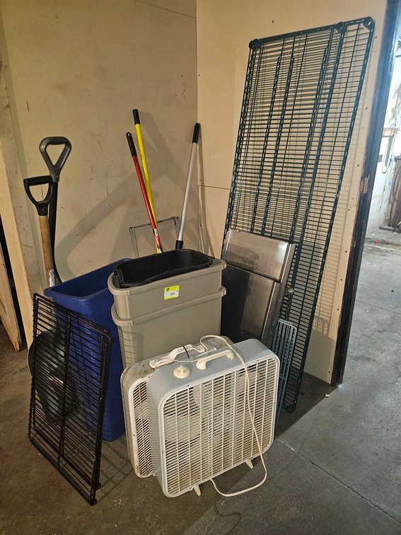 Assorted, Box Fans, Trash Cans, Wire Shelves, More