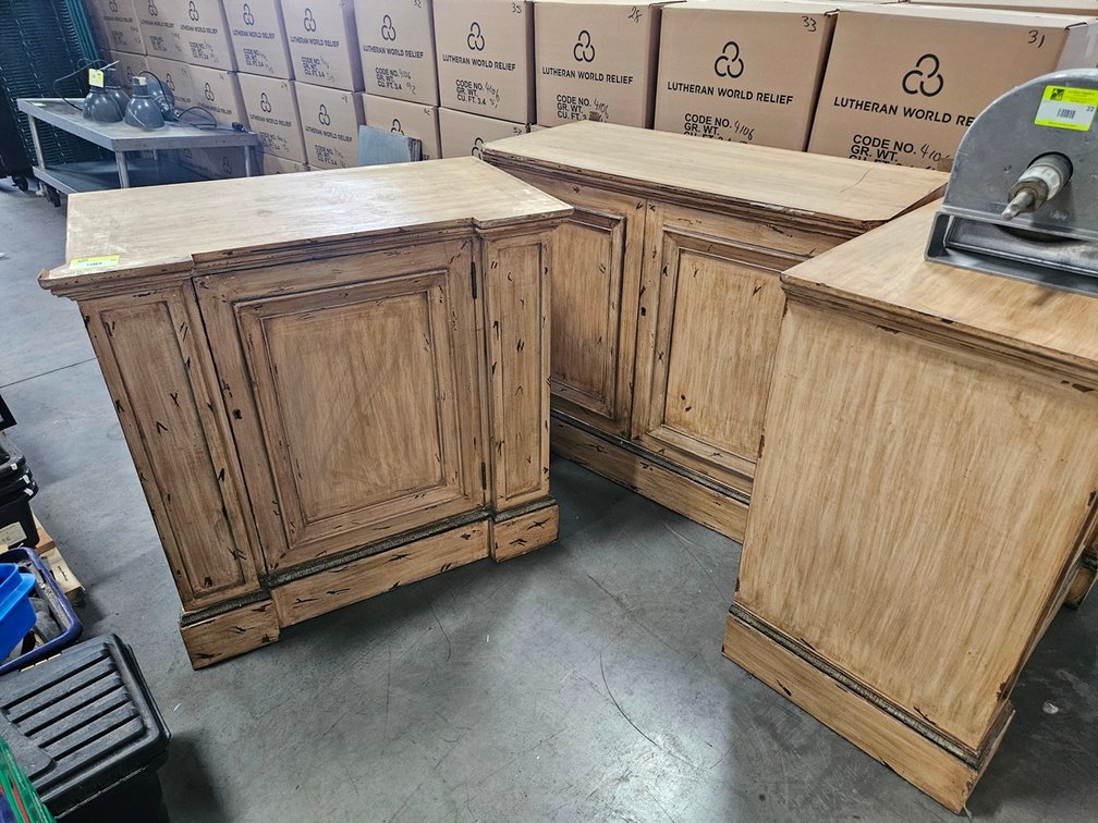 3 Wood Cabinets, 38"x21"x36"
