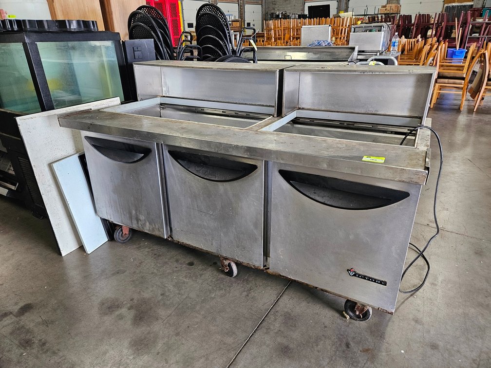 Victory 72" Refrigerated Prep Table on Wheels, 115V