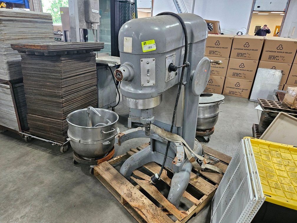 Hobart 60 Qt Mixer, Model H-600, 480V, 3 PH with Bowl, Truck and Attachments