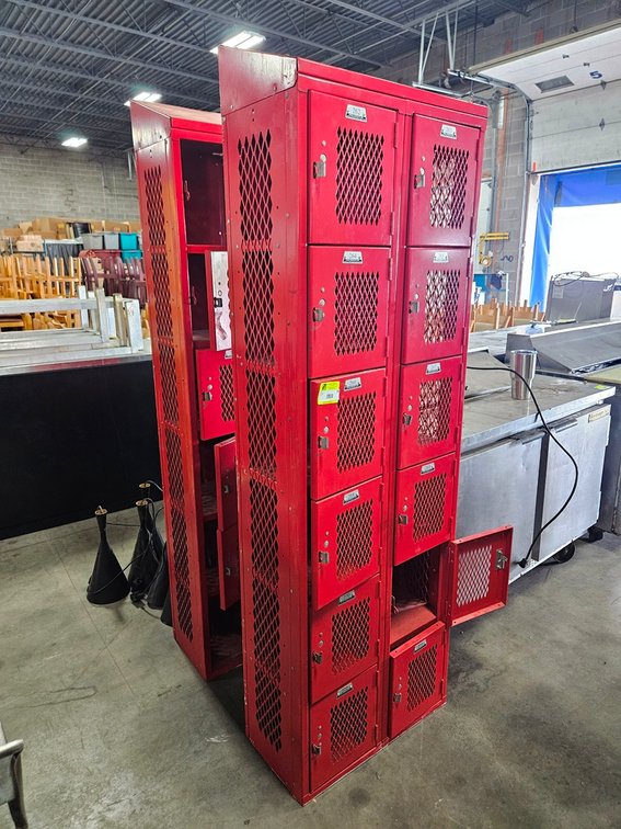 2 Metal 12 Cube Lockers, 24"x12"x77" Each