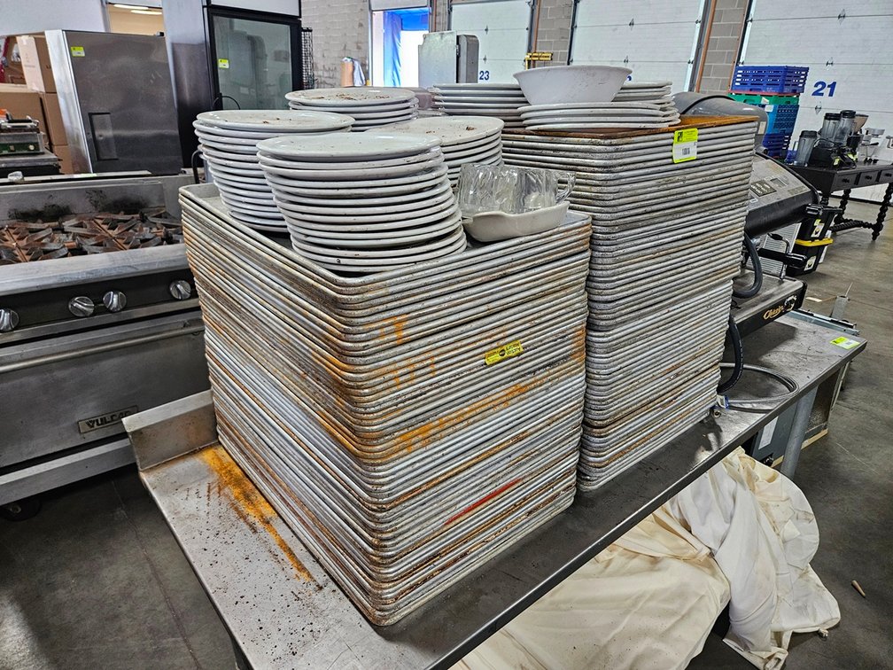 Approx. 100 Sheet Pans, Assorted Dishes