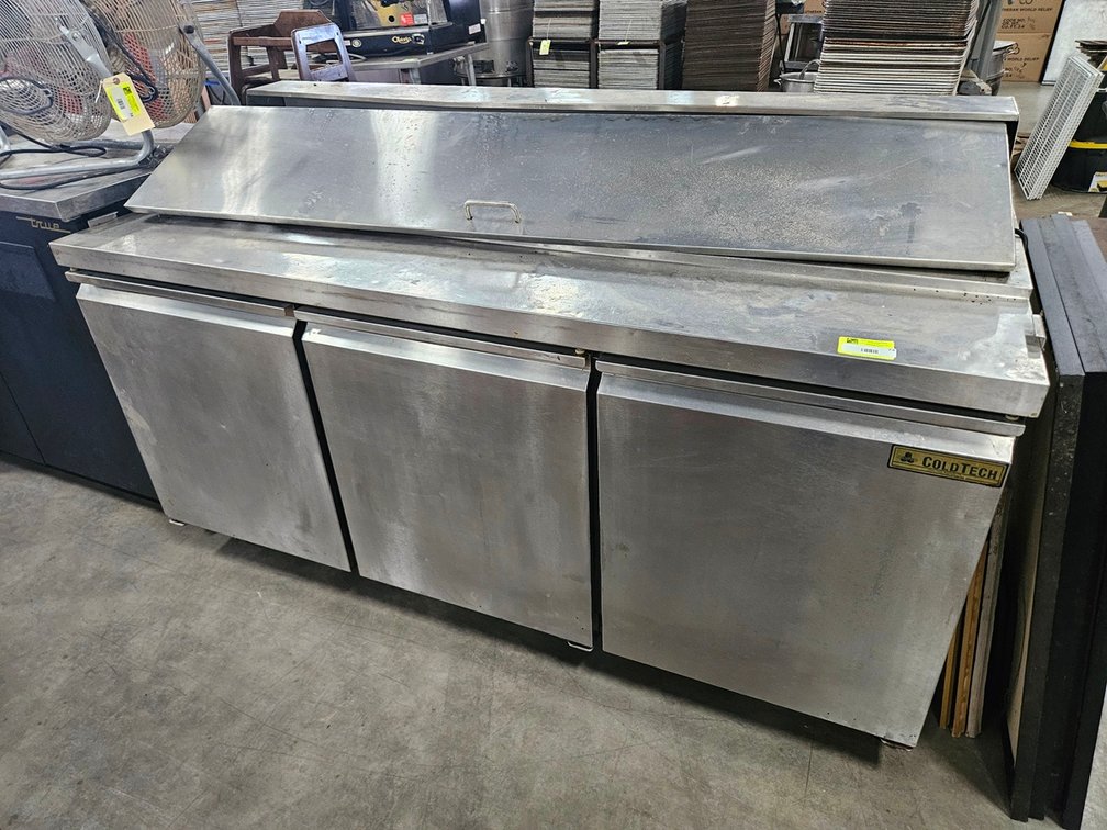 ColdTech 70" Refrigerated Prep Table on Wheels, Model S3BRR-18S, 115V
