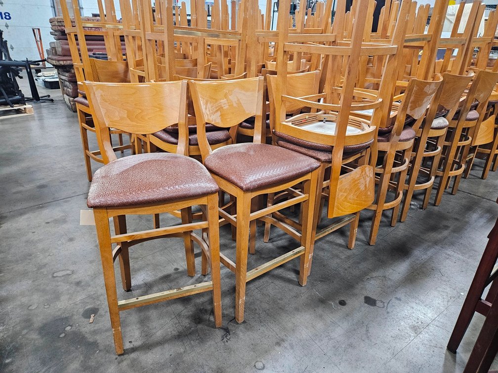 54 Waymar Wood Padded Stools, 30" Seat Height