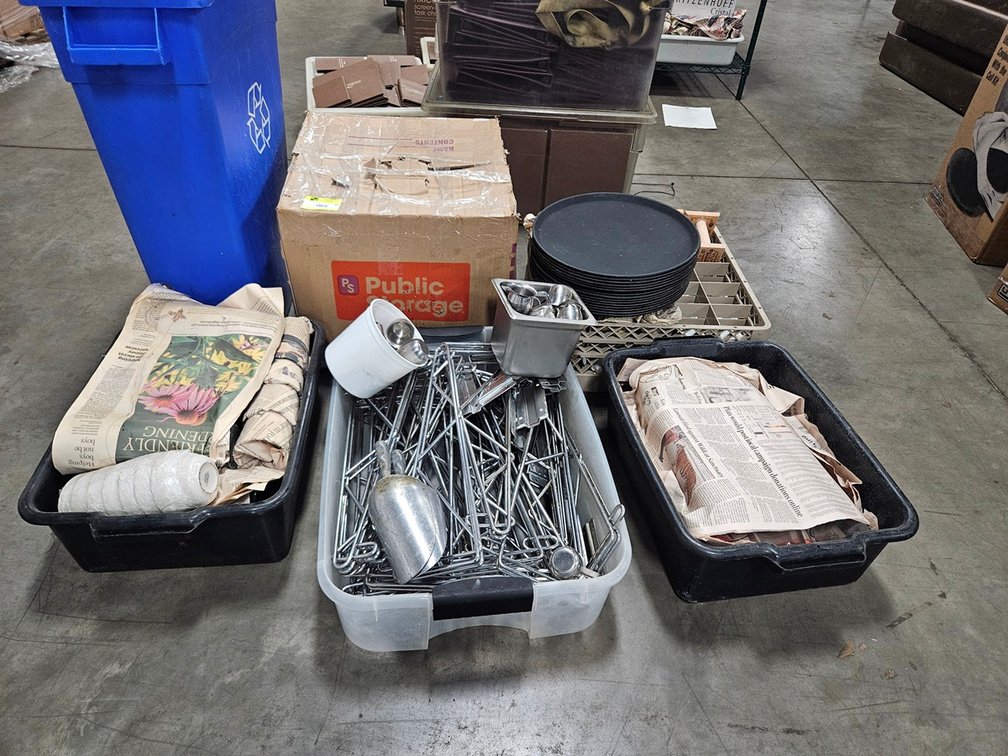 Assorted, Glassware, Fry Pans, Shelf Brackets, More