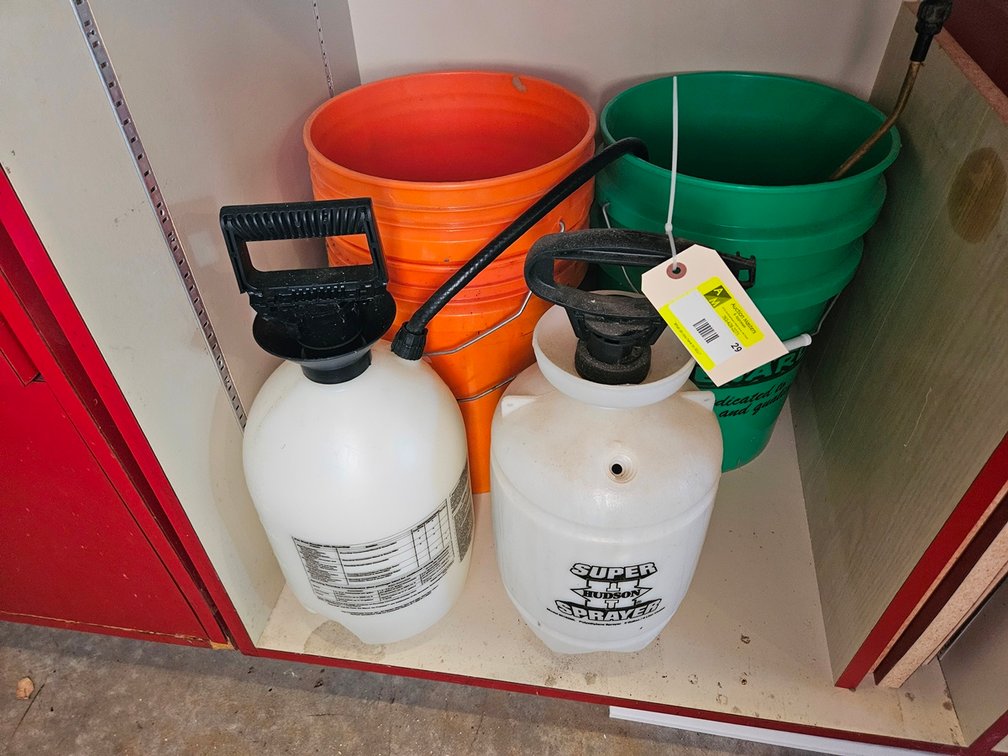 2 Assorted Sprayers, Buckets