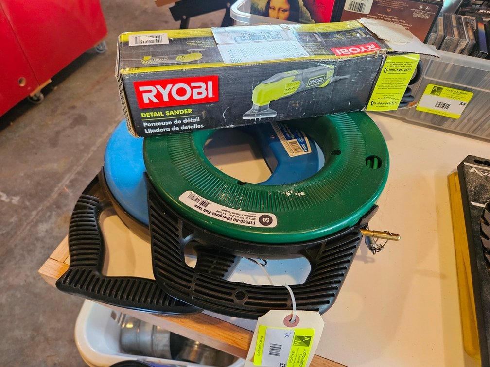 2 Assorted Fish Tapes, Ryobi Detail Sander