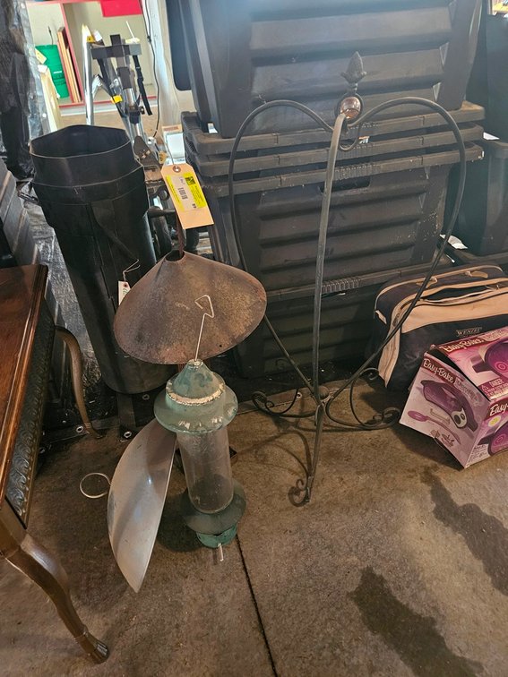 2 Assorted Bird Feeders, Metal Yard Decor