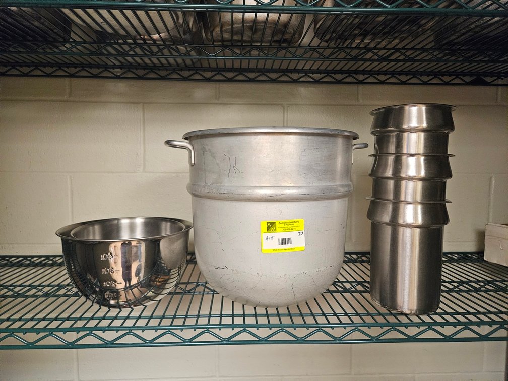Assorted SS Bowls, SS Bins, Aluminum Mixing Bowl