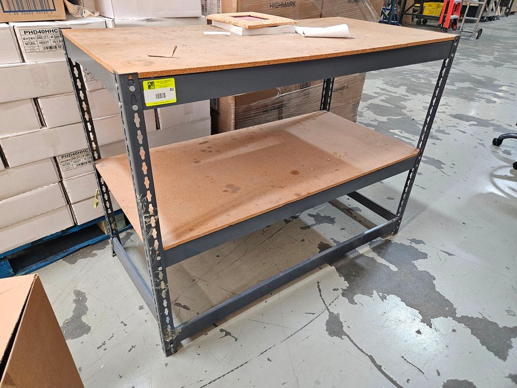 Metal 2 Tier Shelf with Wood Decking, 48"x24"x36"