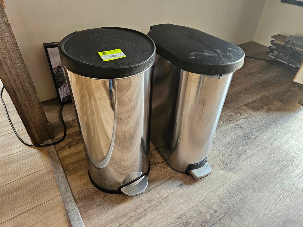 2 Assorted SS Trash Cans