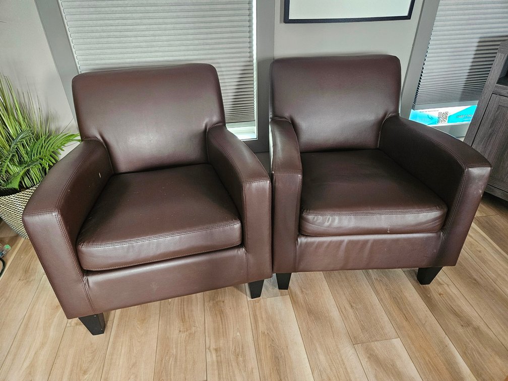 2 Leather Like Accent Chairs