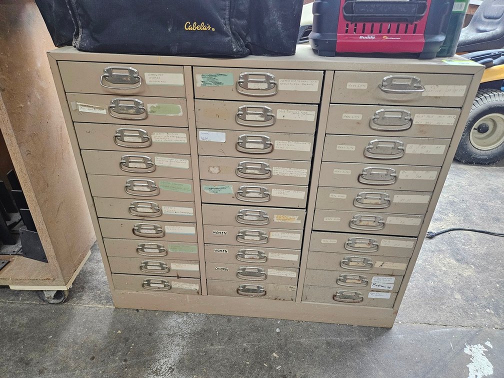 Metal 30 Drawer Hardware Cabinet, 37"x10"x33"