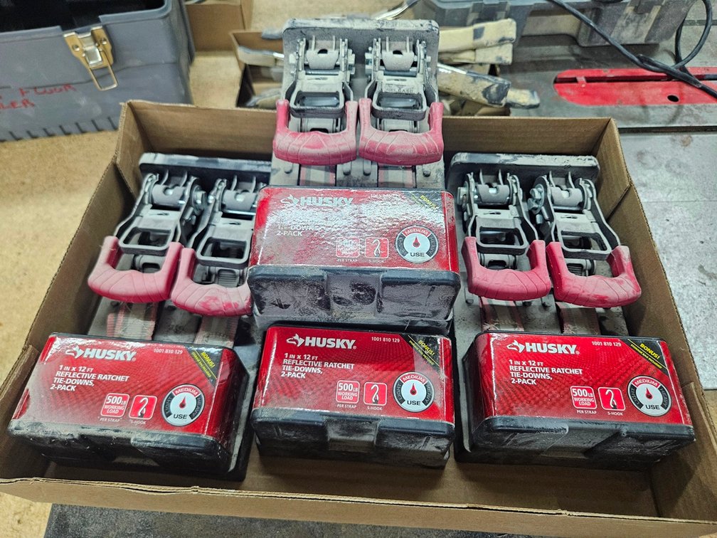 4 - 2 Packs Husky 1"x12' Ratchet Straps