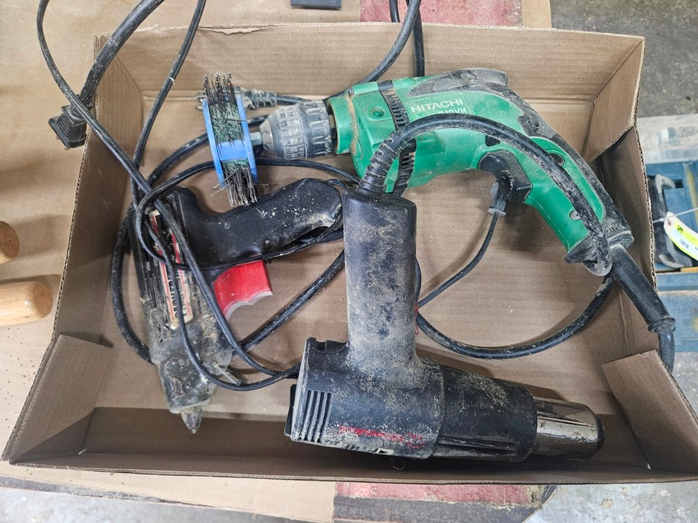 Hitachi Drill, Heat Gun, Glue Gun