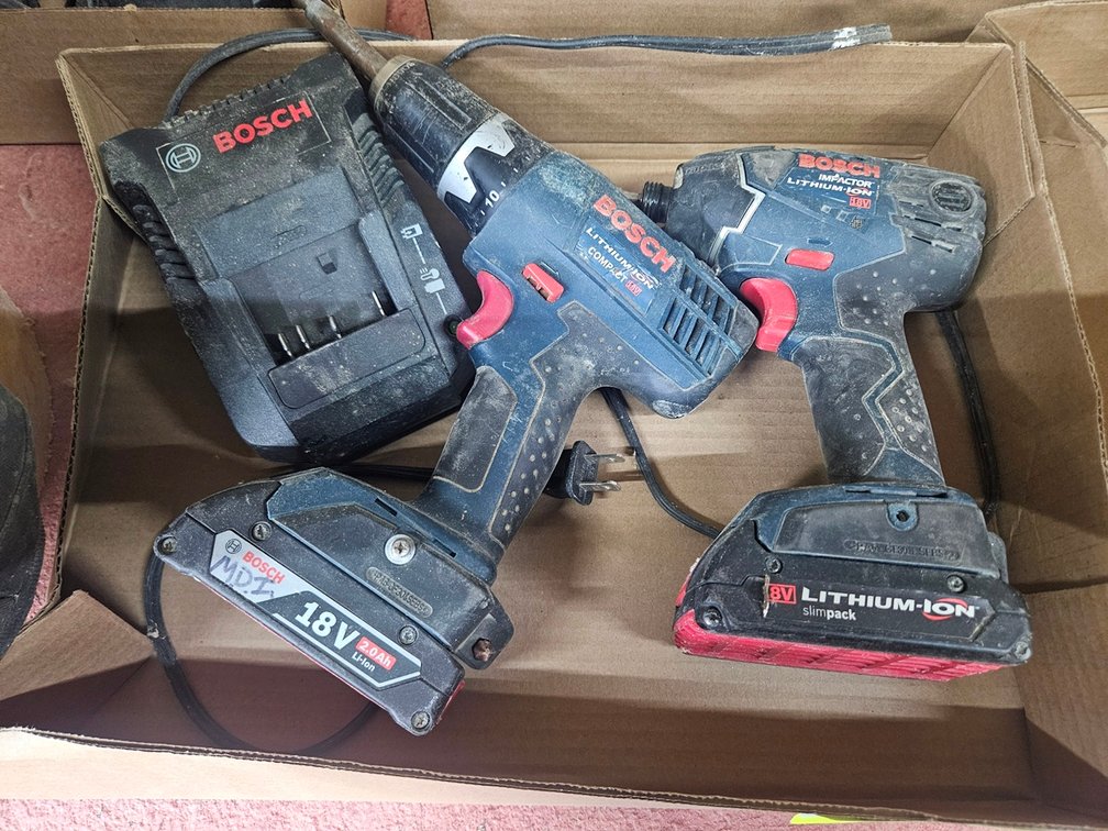 Bosch 18V Drill and Impact, 2 Batteries and Charger