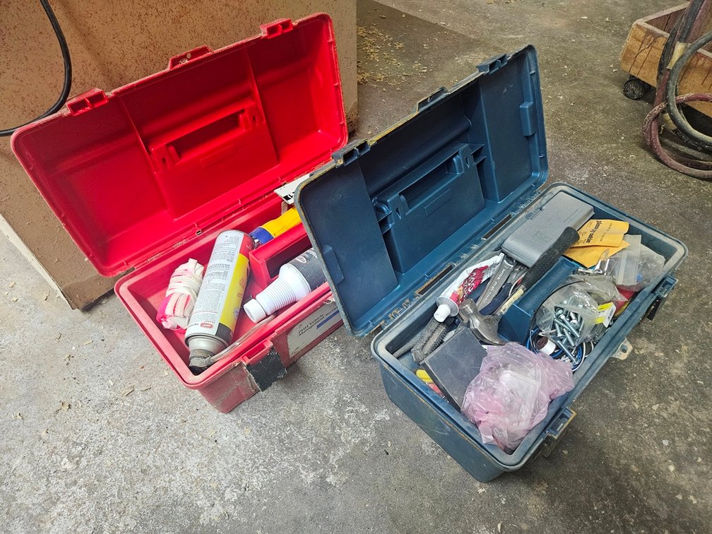 2 Poly Tool Boxes with Assorted Contents