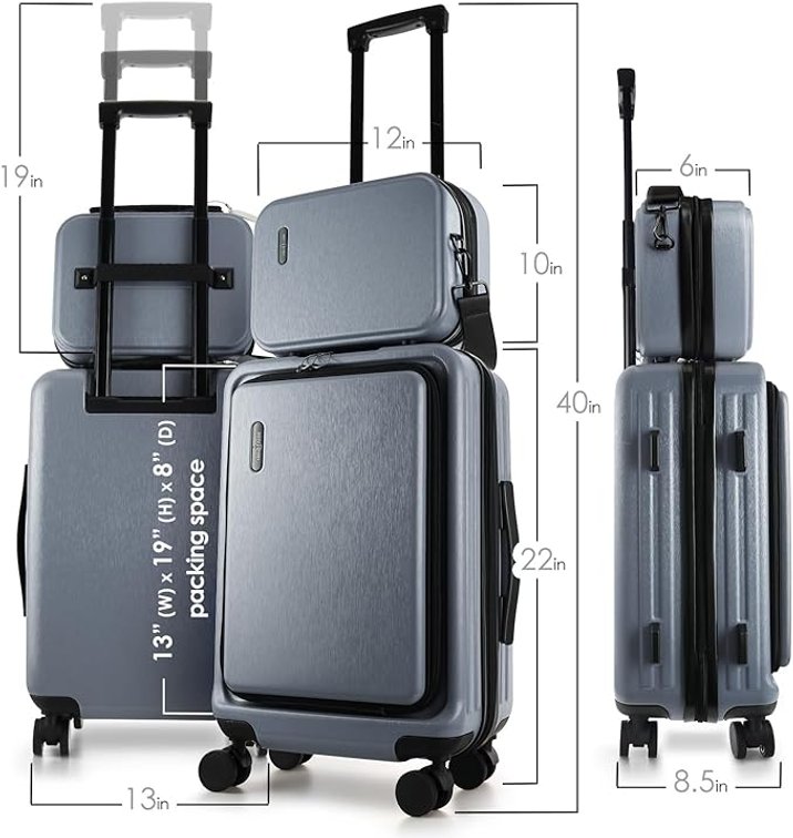 Travelarim 2-Piece Hard Luggage Set Grey Online Retail: $119.99
