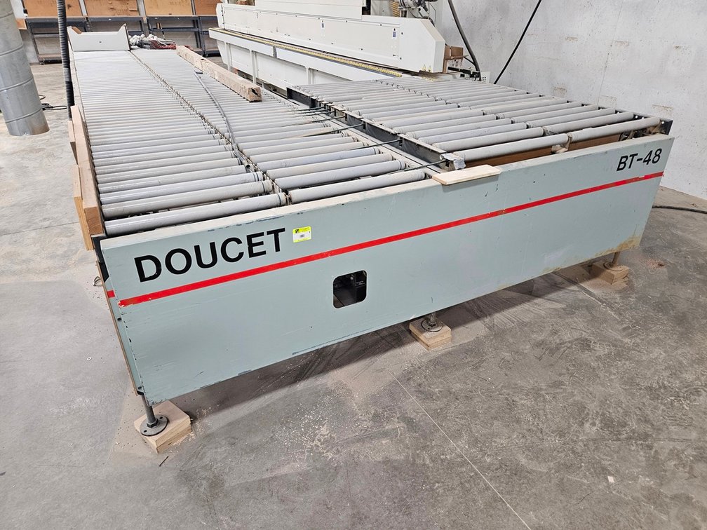 Doucet BT-48 Roller Conveyor, Model MT-48-60-T6-48-240-D, Serial 99-11-160, 24'6" Long, 4' Wide