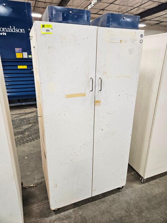 Wood 2 Door Cabinet on Wheels, 32"x24"x64"
