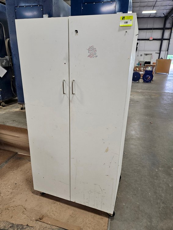 Wood 2 Door Cabinet on Wheels, 32"x24"x64"