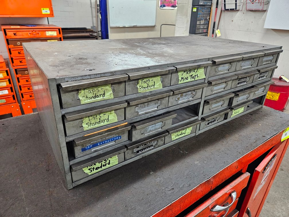 Metal 24 Drawer Cabinet 34"x18"x11" with Contents