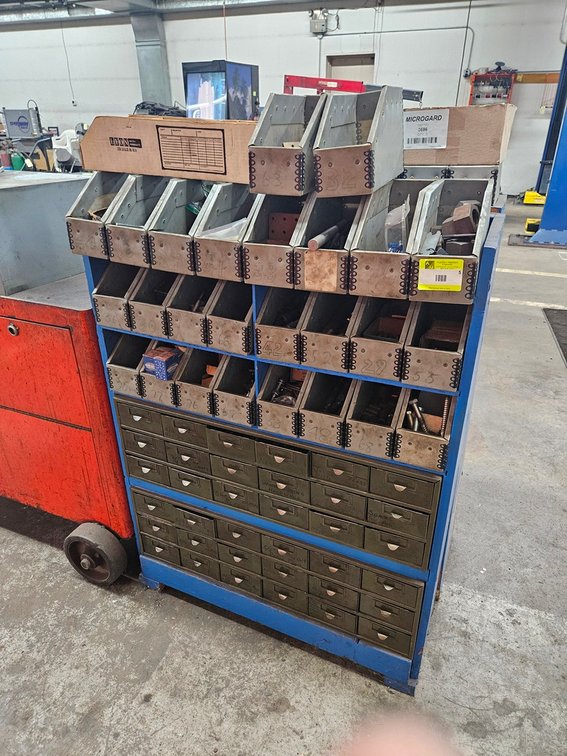 Automotive Hardware Cabinet with Contents, 35"x12"x47"