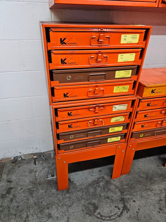 2 Kent Automotive Hardware Cabinets with Base and Contents