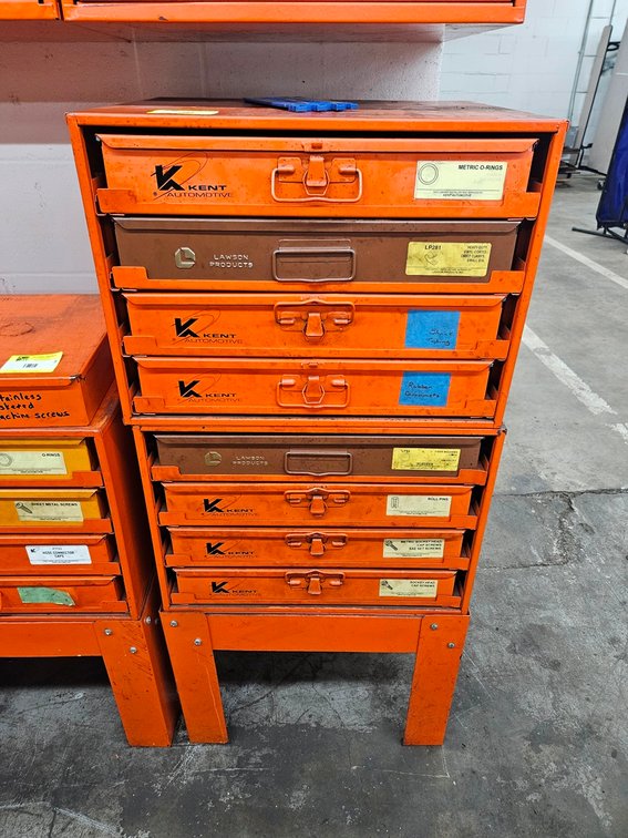2 Kent Automotive Hardware Cabinets with Base and Contents