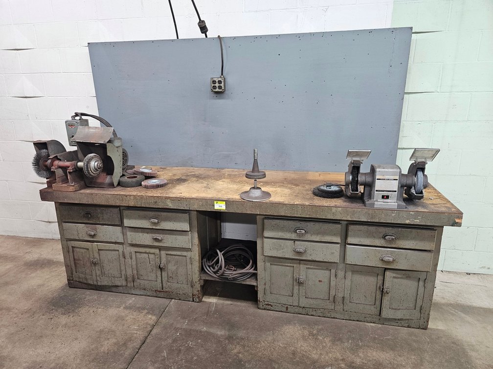Work Bench 103"x31"x32" with 2 Bench Grinders