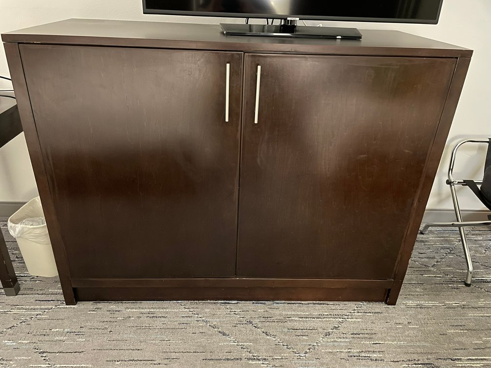 Dark Wood Armoire with 2 Doors, 3 Drawers and Storage, 60"x25"x45"