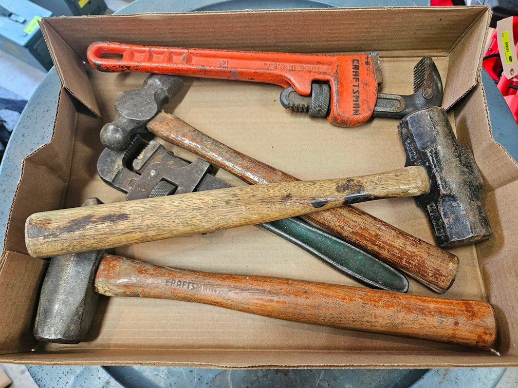 Assorted Hammers, Mallets, Pipe Wrenches