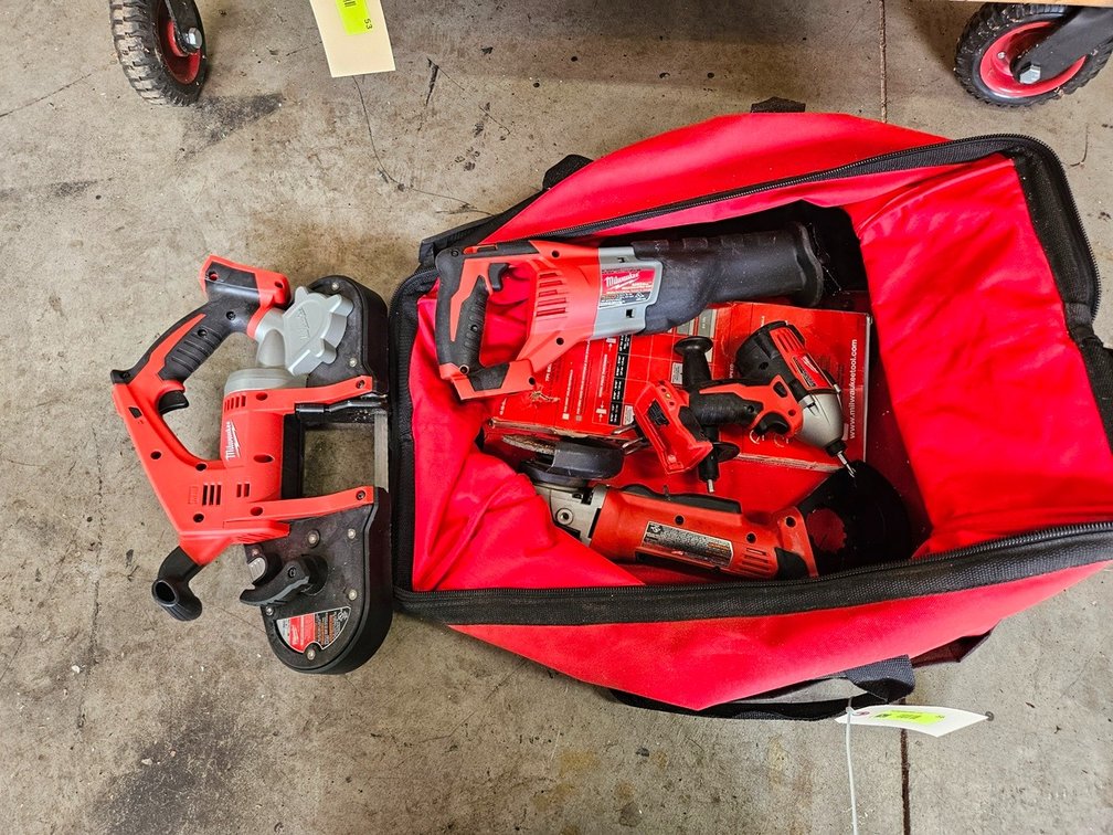 Milwaukee 18V Cordless Tools (Impact, Angle Grinder, Sawzall and Bandsaw) with Bag (Tools Only)
