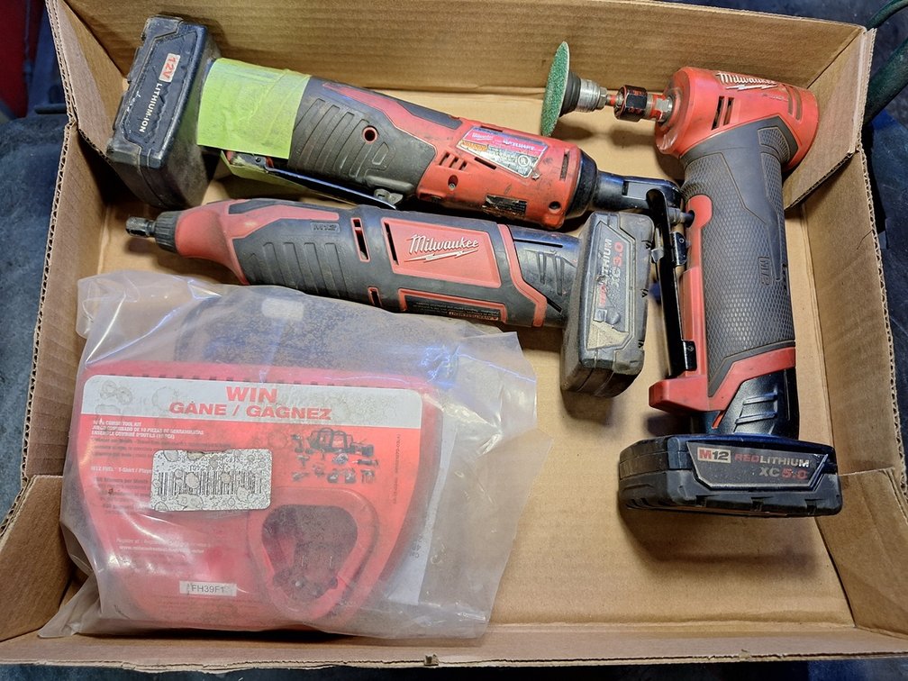 3 Assorted Milwaukee M12 Tools with Batteries and Charger