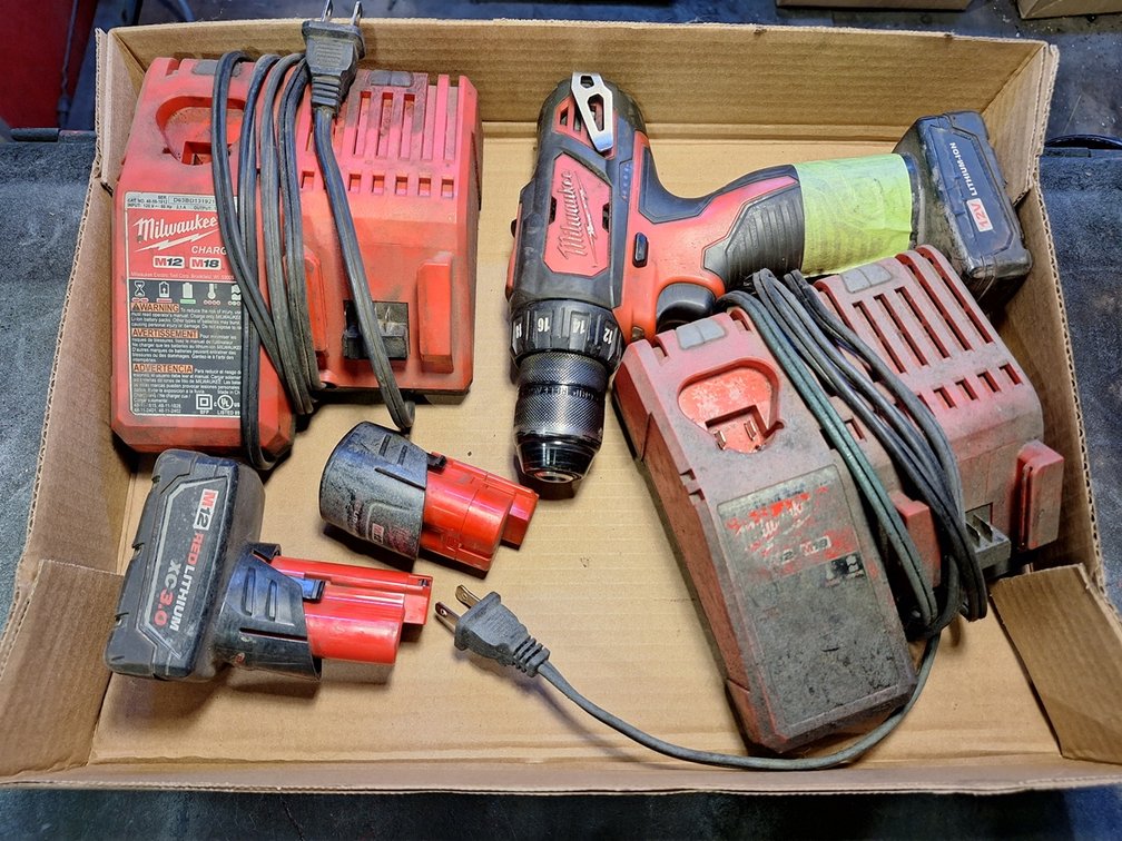 Milwaukee 12V Drill, Batteries and Charger