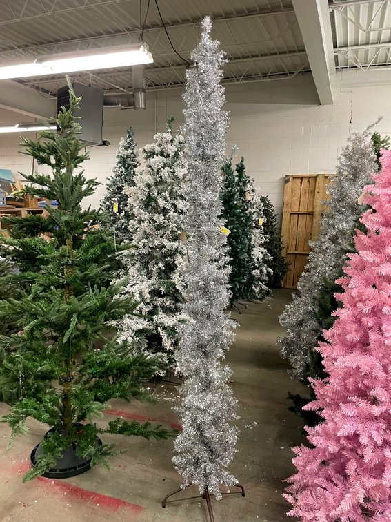 Artificial Tinsel Tree with Lights, Approx. 8'
