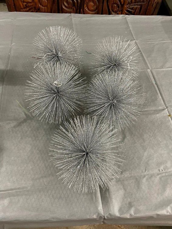 5 Glittery Burst Holiday Ornaments 7" diameter