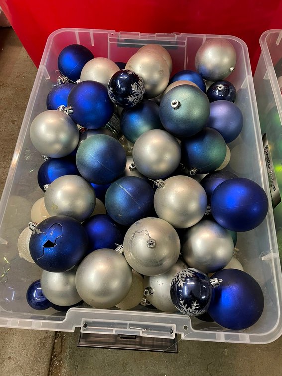 Assorted Blue and Silver Ornaments