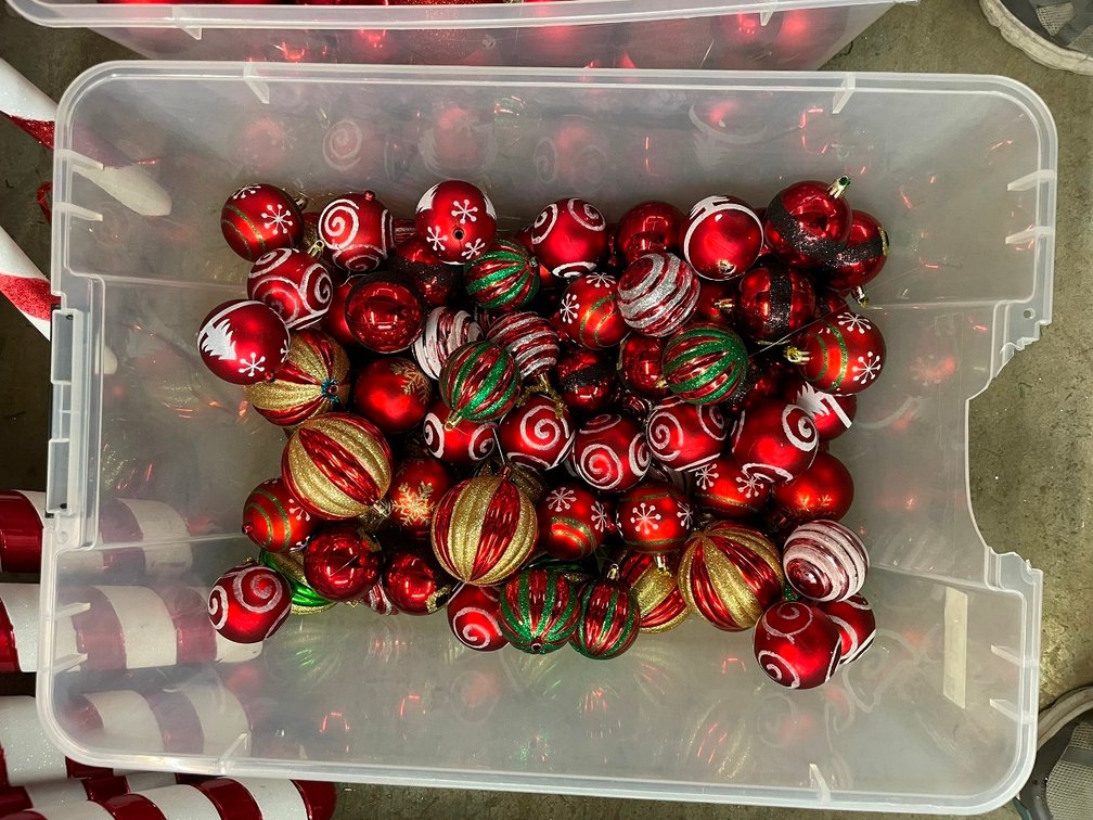 Assorted Red Glittery Ornaments