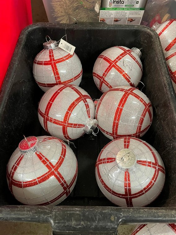 6 Round Gift-Wrap Style Ornaments 6" diameter