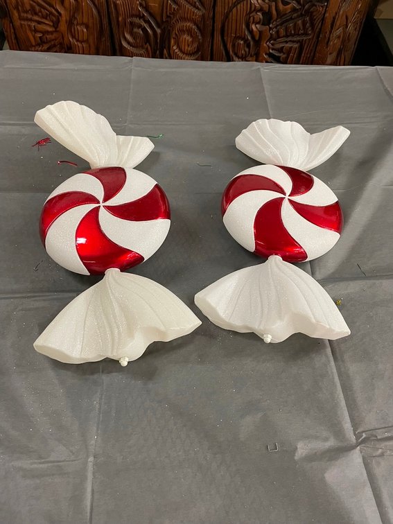 2 Large Holiday Peppermint Ornaments 18" long
