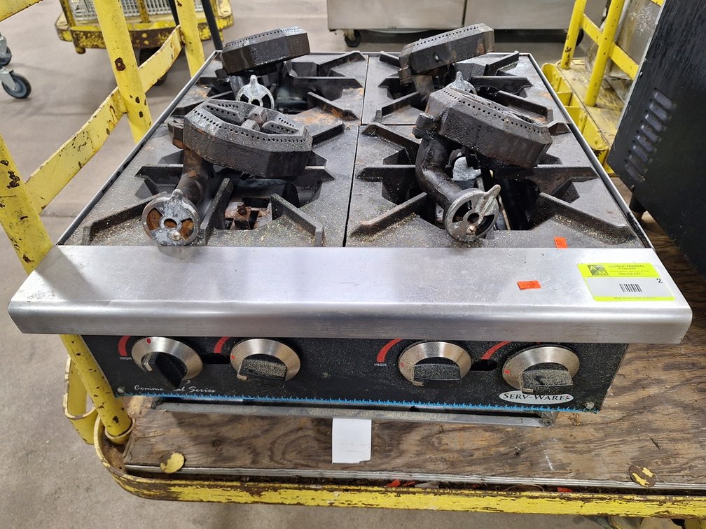 Serv-Ware Commercial Series Natural Gas Stove, Model SHP-24, Serial SWC1700409, 24"x27.5"x14"