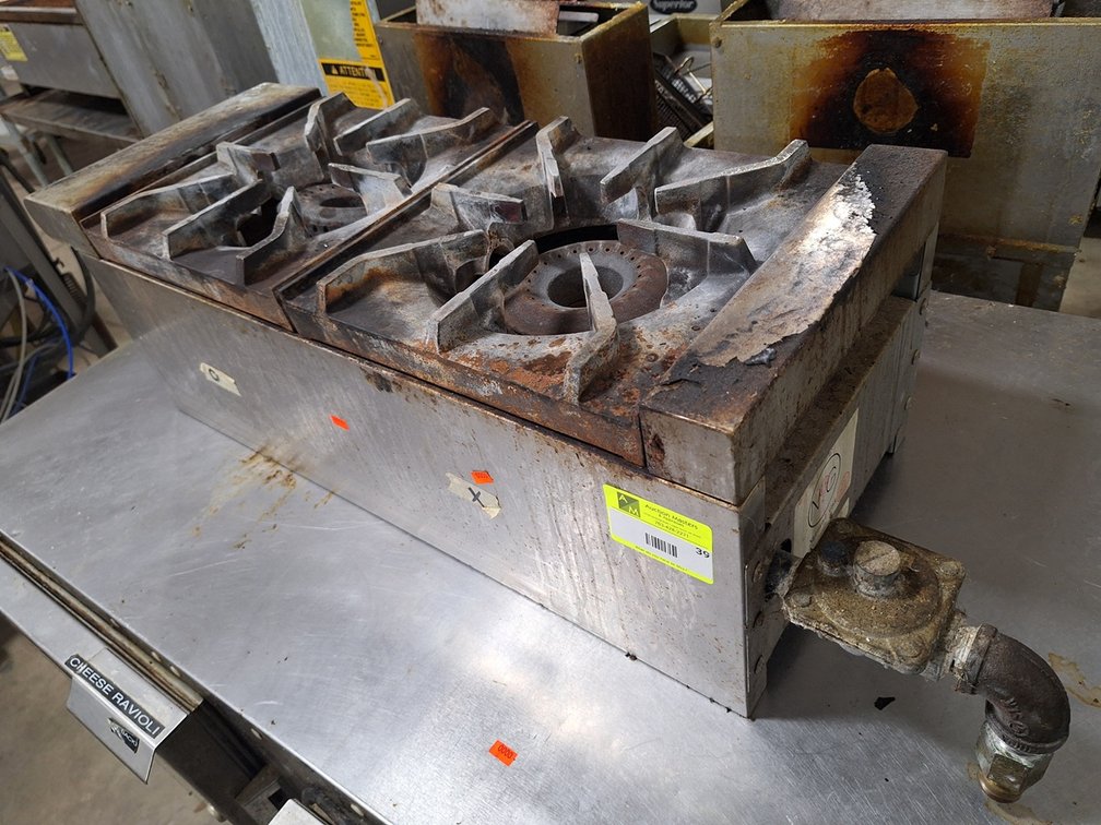 Two Burner Commercial Natural Gas Stove, 36.75"x12"x10.25"