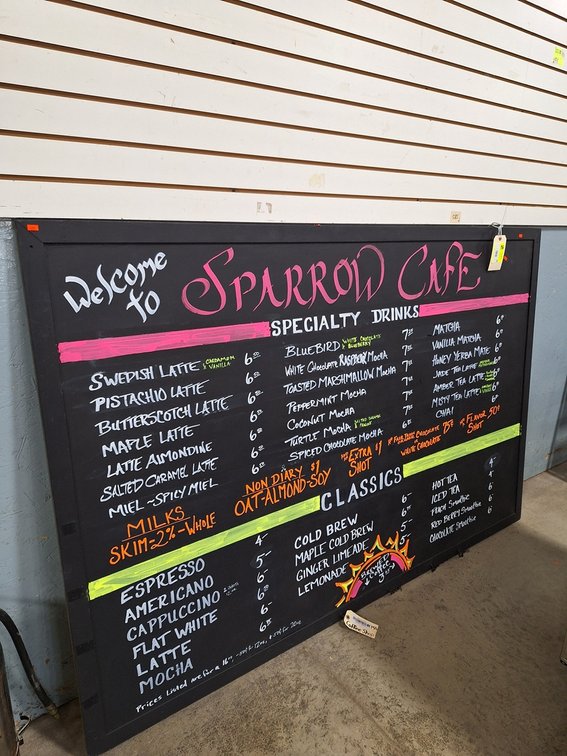 Sparrow Cafe Menu Board, 72"x48"