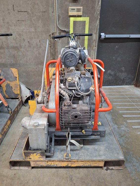 Husqvarna Soff-Cut 4000 Walk Behind Concrete Saw, Kohler Command Pro 20 HP Gas Engine, Serial 001318999002, Metal Pallet