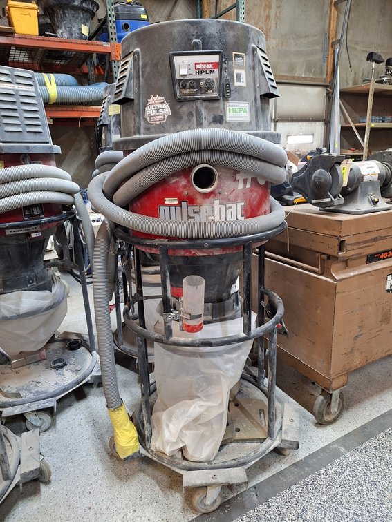 Pulse-Bac Automatic Self-Cleaning Industrial Dust Collector Vac on Wheels, Model HPLM, Serial 3690071803, 220V, 1 PH