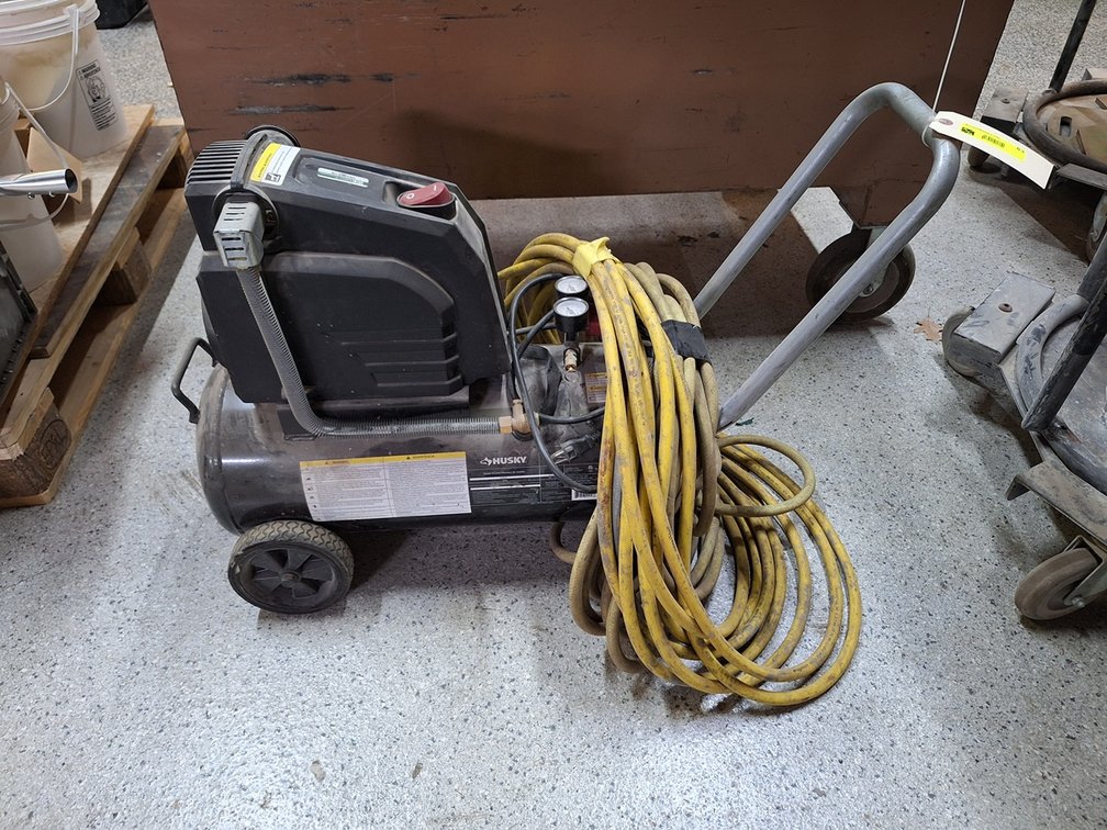 Husky 8 Gallon Air Compressor on Wheels, 150 PSI, 2 Air Hoses