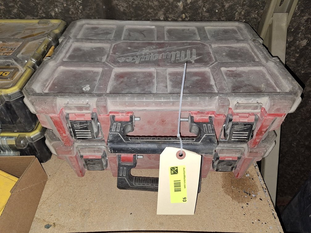 2 Pc. Milwaukee Stacking Poly Hardware Bins with Contents