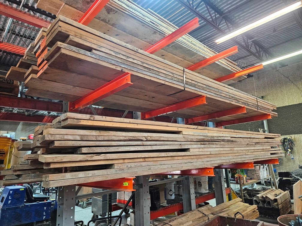 Cantilever Rack (1 Sided), 4 Upright Posts 12' Tall, 4 Base 4' Arms , 12 Upper 4' Arms, Will Be Disassembled